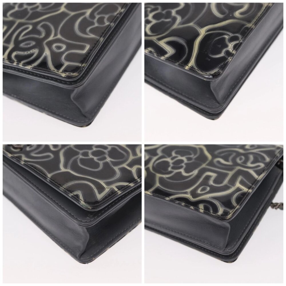 CHANEL Camellia COCO Mark Chain Wallet Patent leather Gray Silver CC Auth 159748 - Picture 16 of 16